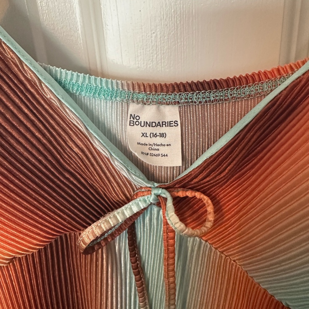 NWTS No Boundaries Pleated Mini Dress Rust & Blue Ombré sz XL - Picture 4 of 9